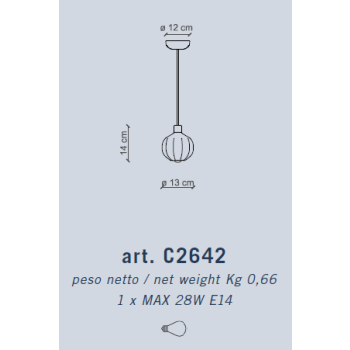 PETITE SUSPENSION EN VERRE DÉCO' AFOXE' C2642