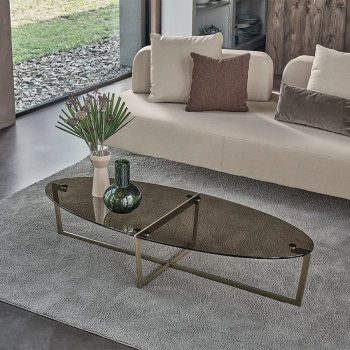 Table basse Cross de Bontempi en acier et verre ou SuperCeramica