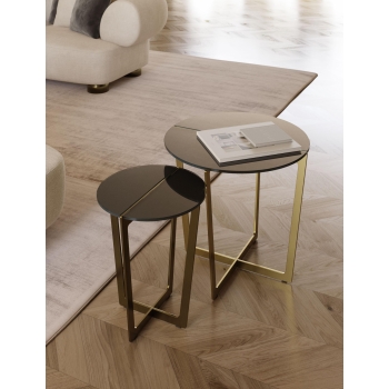 Table basse Cross de Bontempi en acier et verre ou SuperCeramica