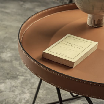 Table basse Flexus de Bontempi en acier laqué et plateau en cuir