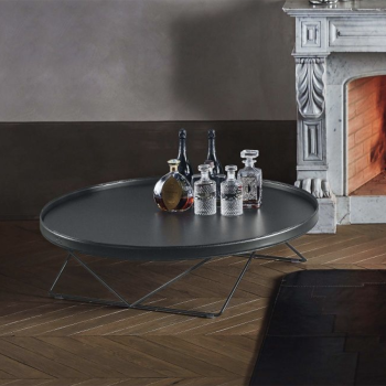 Table basse Flexus de Bontempi en acier laqué et plateau en cuir