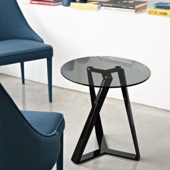 Table basse Bontempi Millennium en acier avec plateau en bois, cristal, SuperCeramic et SuperMarble