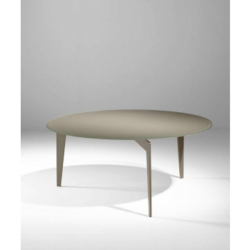 Table basse nordique de Pezzani avec structure en acier peint et plateau en verre trempé