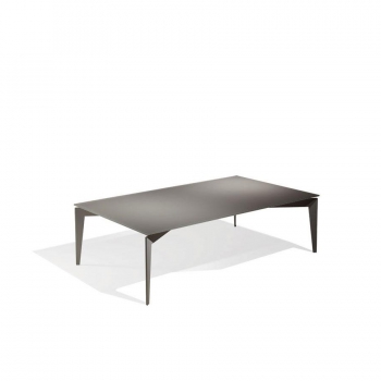 Table basse nordique de Pezzani avec structure en acier peint et plateau en verre trempé