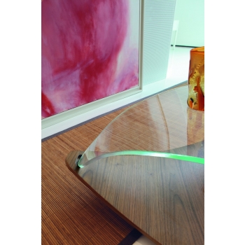 Table calme Tonin Casa bois et plateau en verre