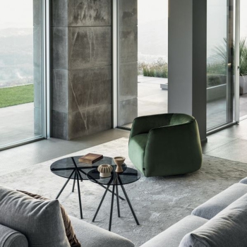 Table basse Ray en acier avec plateau en verre