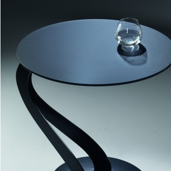 Table basse Swan de Pezzani avec plateau en verre trempé gravé