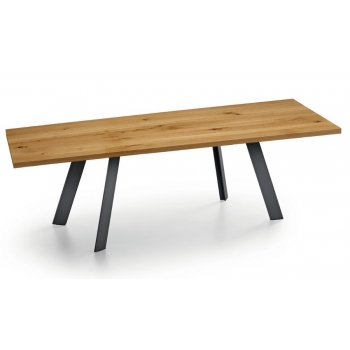 Table Midj Alexander avec structure en acier et plateau en cristalceramica ou en bois massif