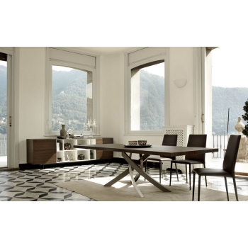 Table fixe Bontempi Artistico, 250 cm, en verre ou en bois