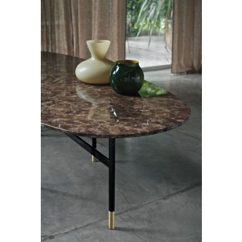 Table Glamour Ellittico de Bontempi avec plateau en bois, verre ou marbre