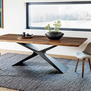 Table Nexus en Baydur et plateau en verre ou céramique par Midj