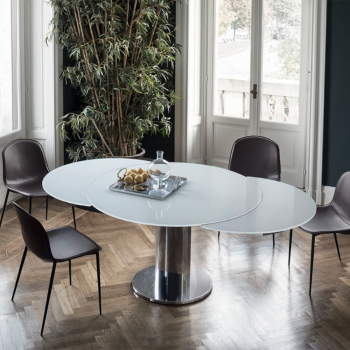 Table ronde extensible Bontempi Giro avec plateau en verre