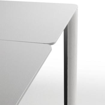 Table Woody avec structure en métal et pieds fixes et extensibles en frêne teinté par Midj