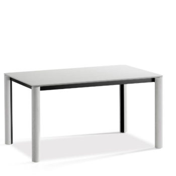 Table Woody avec structure en métal et pieds fixes et extensibles en frêne teinté par Midj