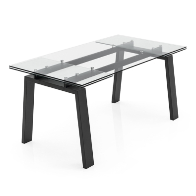 Table Connubia Zeffiro avec plateau en verre et pieds en métal