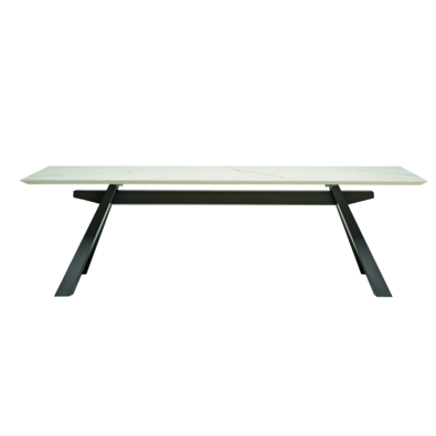 Table Zeus de Midj avec structure en métal ou en bois et plateau en céramique ou en bois