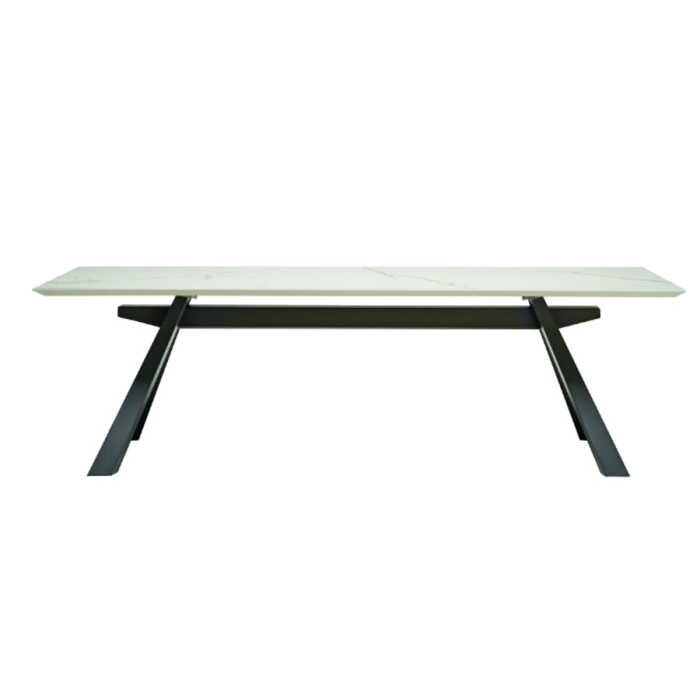 Table Zeus de Midj avec structure en métal ou en bois et plateau en céramique ou en bois