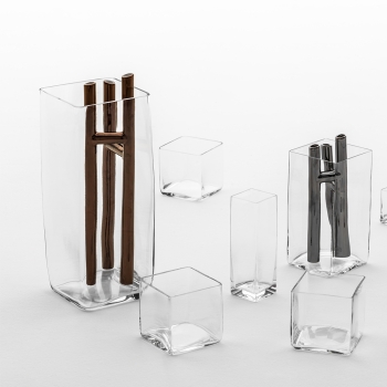 Vase Carré en Verre C03X par Adriani&Rossi